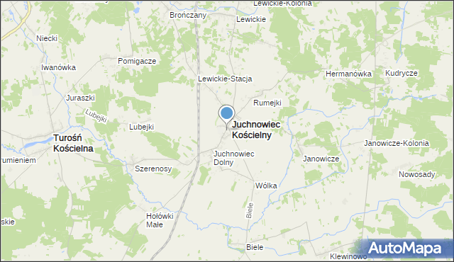 mapa Juchnowiec Górny, Juchnowiec Górny na mapie Targeo